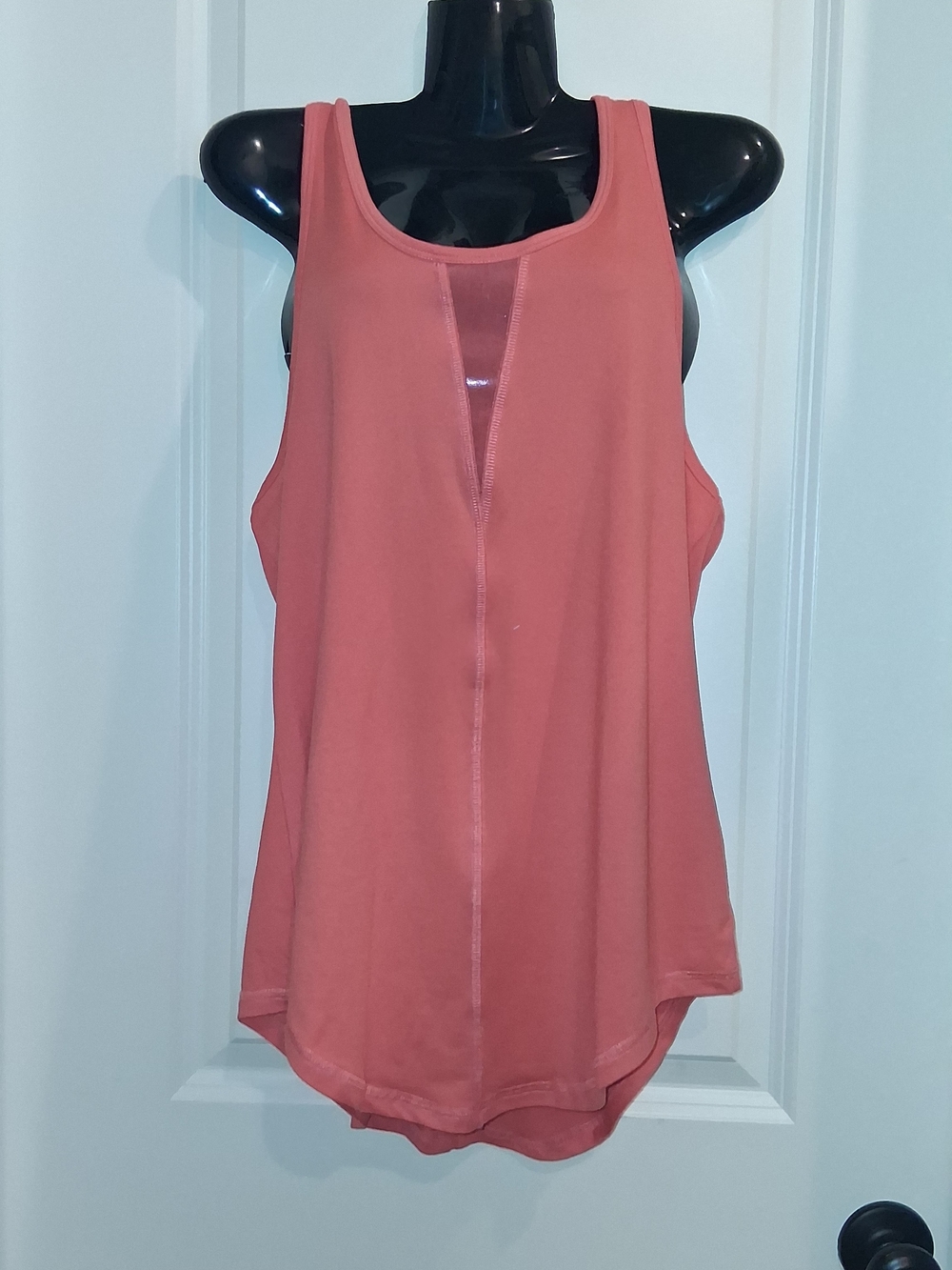 ZYIA Coral-Orange Mesh Inset Racerback Tank